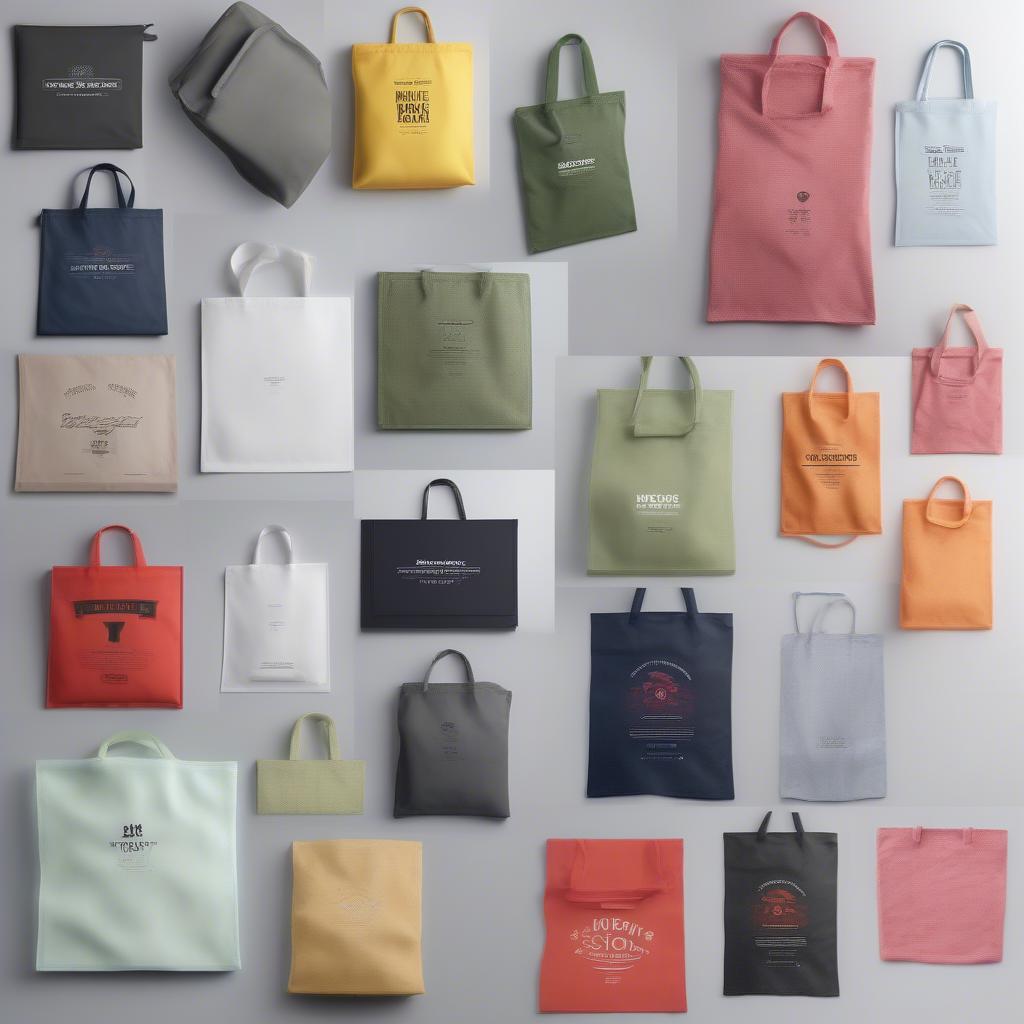 Examples of different non-woven t-shirt bag mockups