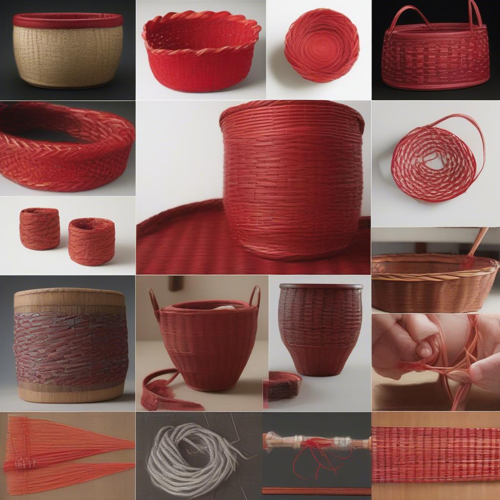 Different Red Weave Basket Handle Patterns