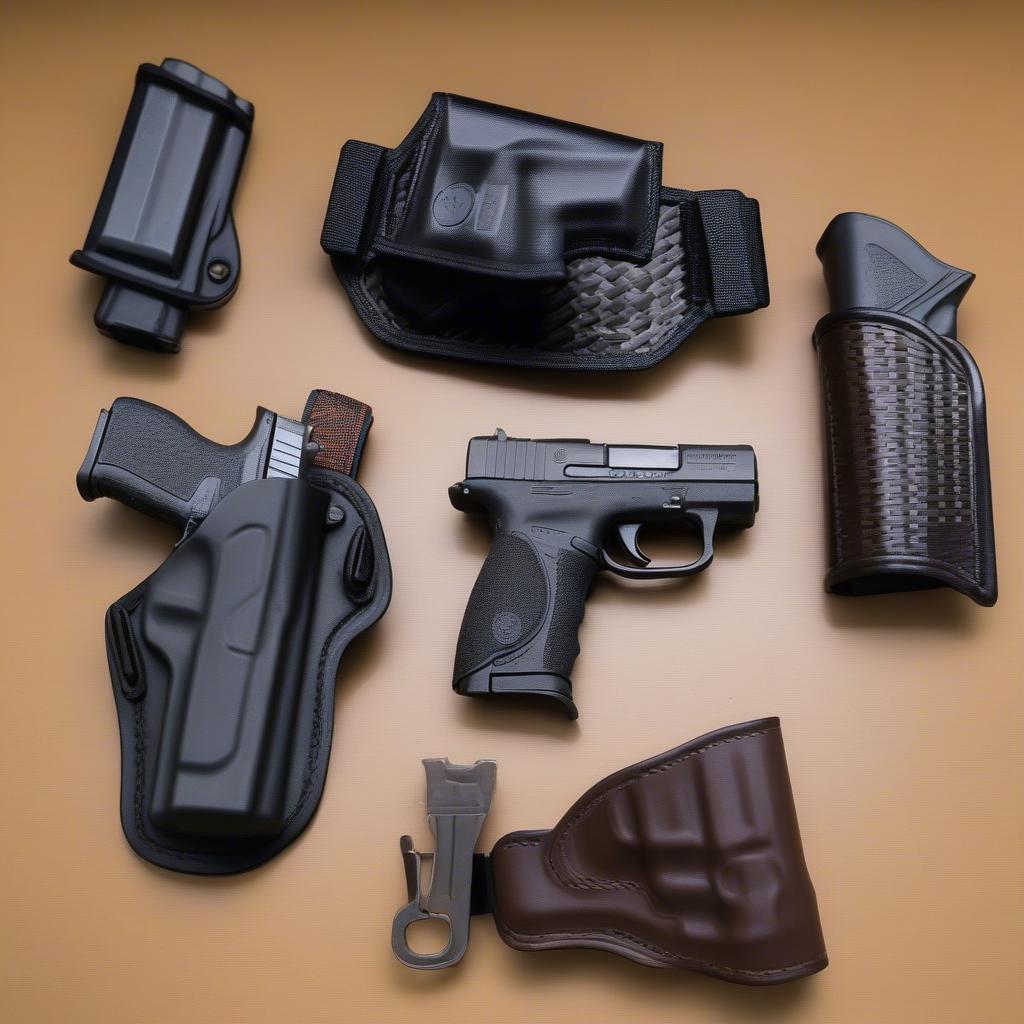 Different holster options for the Streamlight ProTac 2AA flashlight, including basket weave, nylon, and polymer holsters.