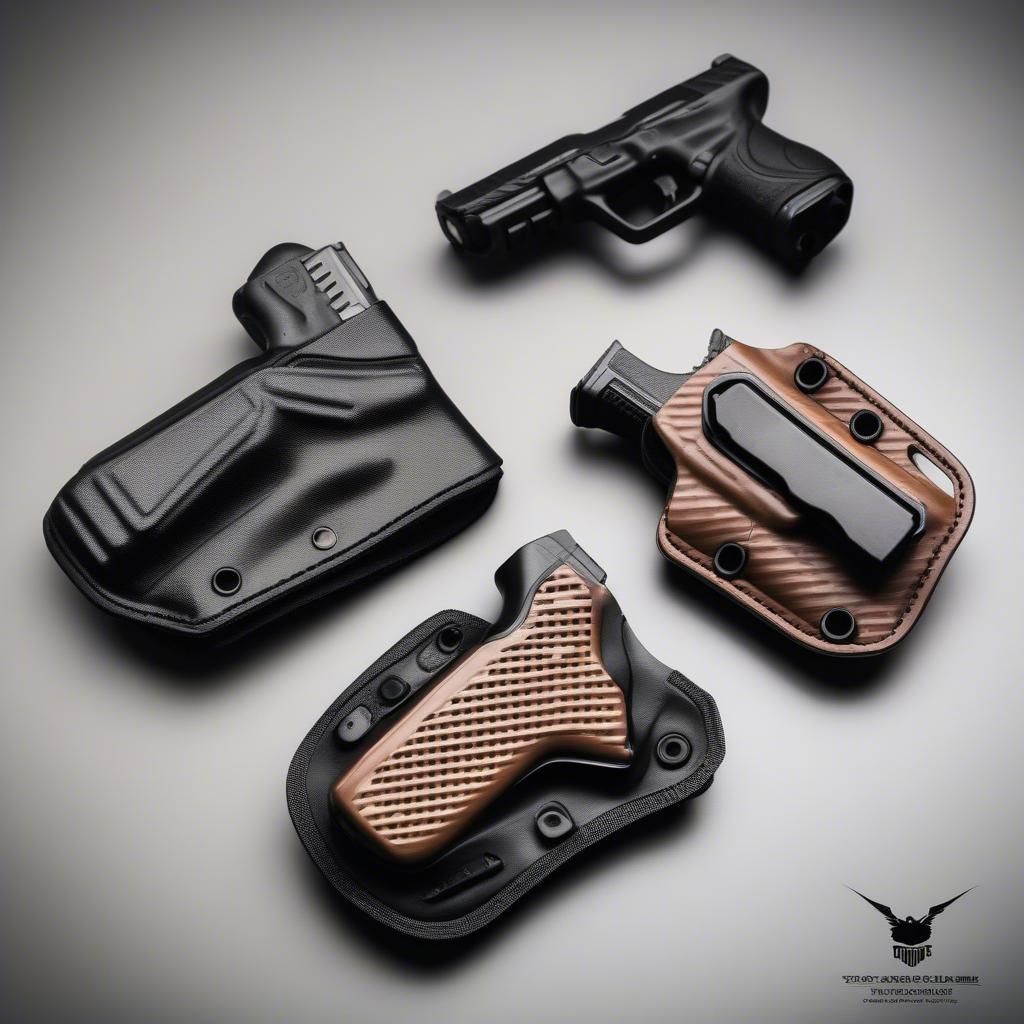 Different types of Taser Pulse holsters showcasing various materials