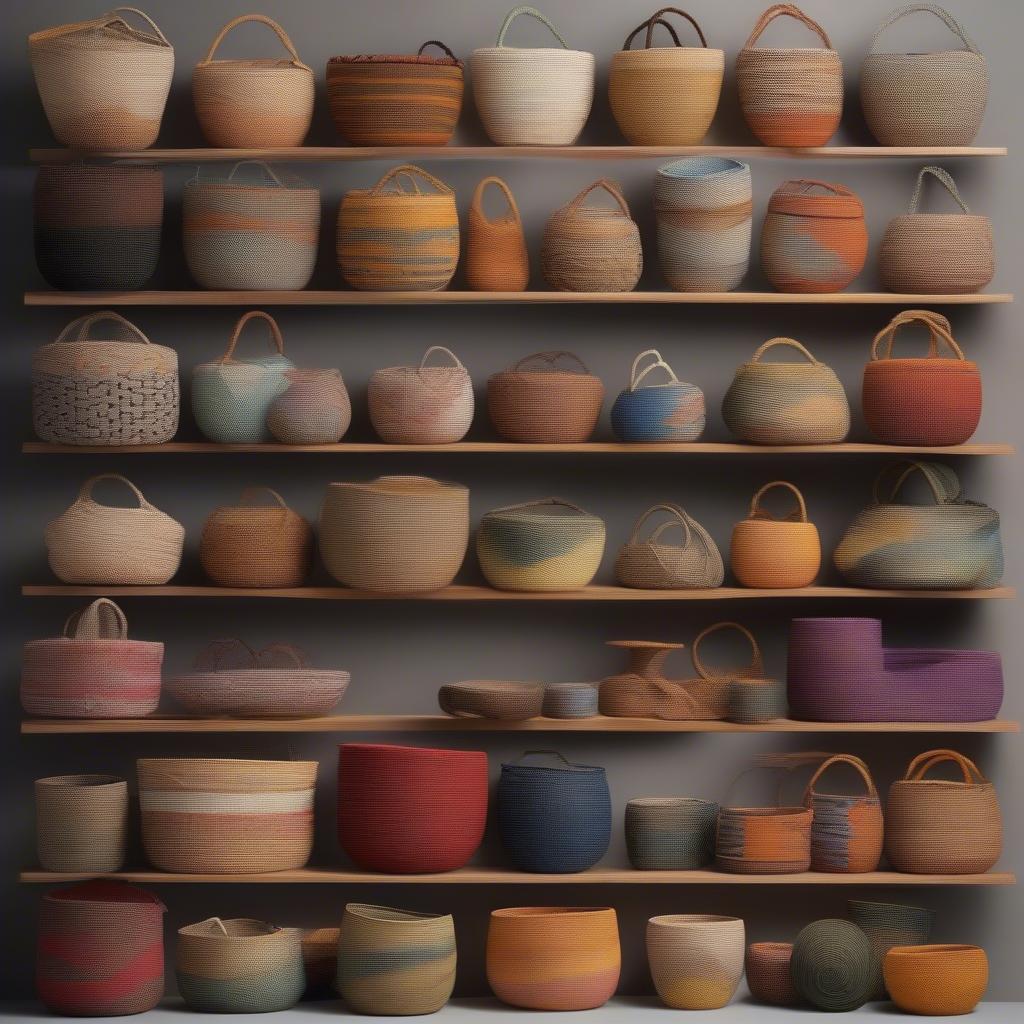 Different types of handwoven baskets showcasing various techniques