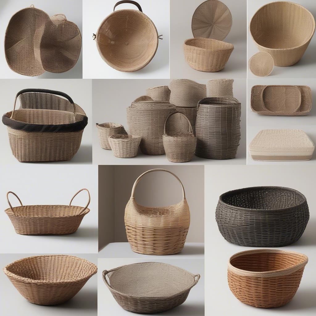 Various Weaved Baskets Made from Different Materials