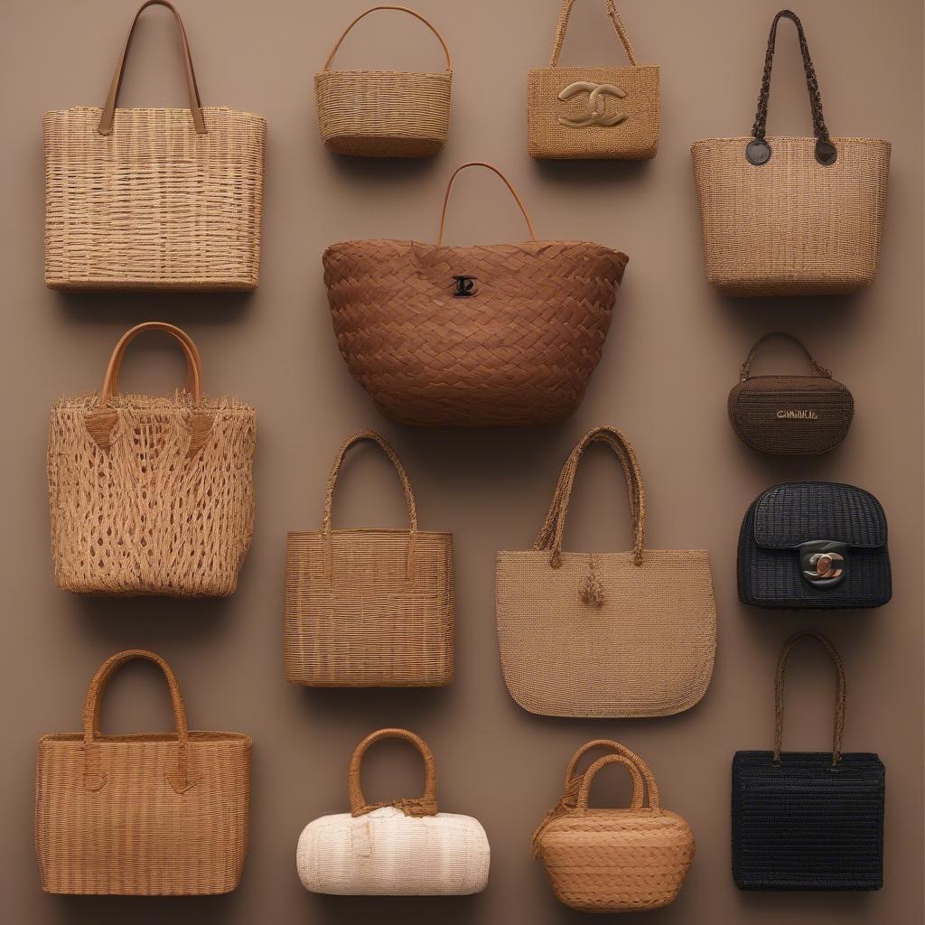 Comparison of different woven bags including wicker, rattan, and the Chanel Woven Boy Bag