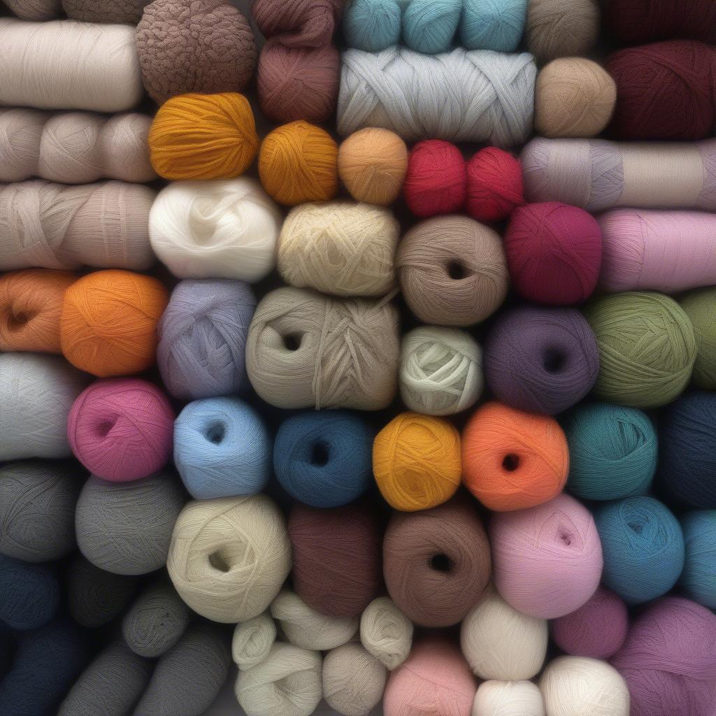 Different types of yarn suitable for knitting baby cardigans, including merino wool, cotton, and bamboo blends.