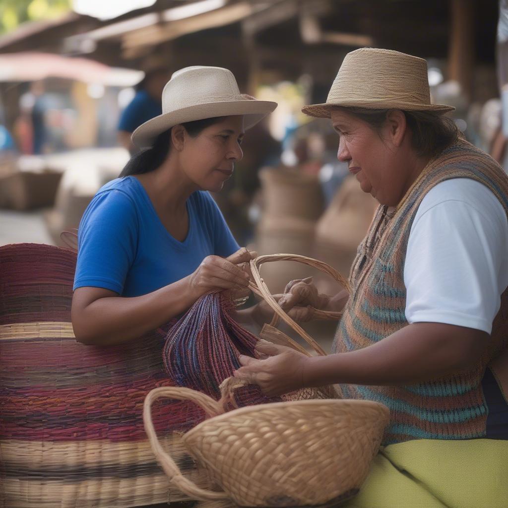 Venezuelan Artisan Selling Handwoven Baskets