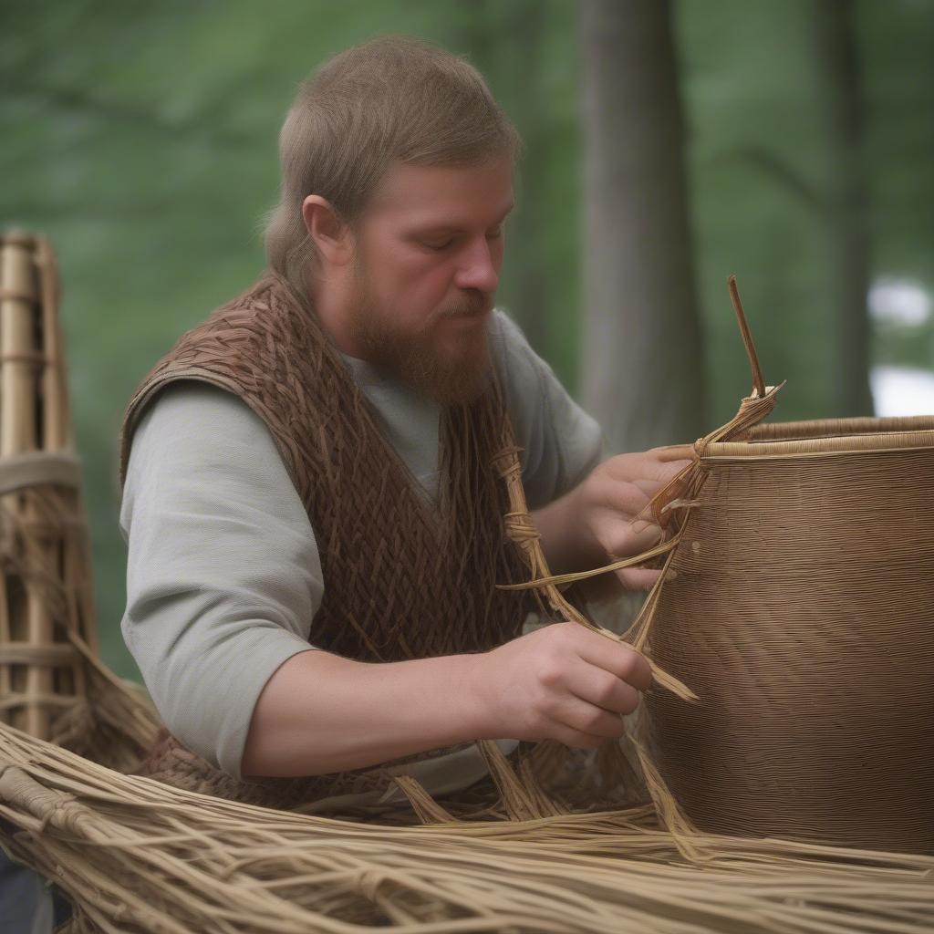 Viking Basket Weaving Reenactment