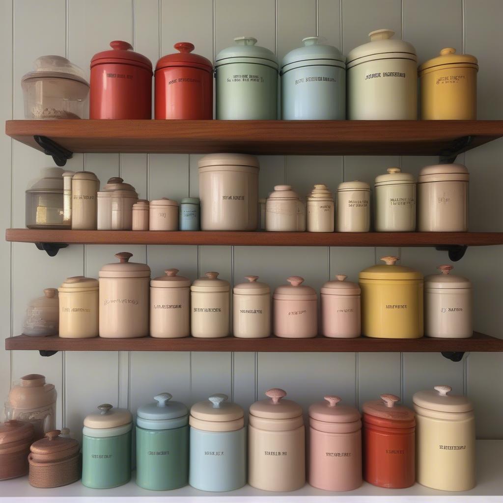 Displaying Vintage Basket Weave Mushroom Canisters