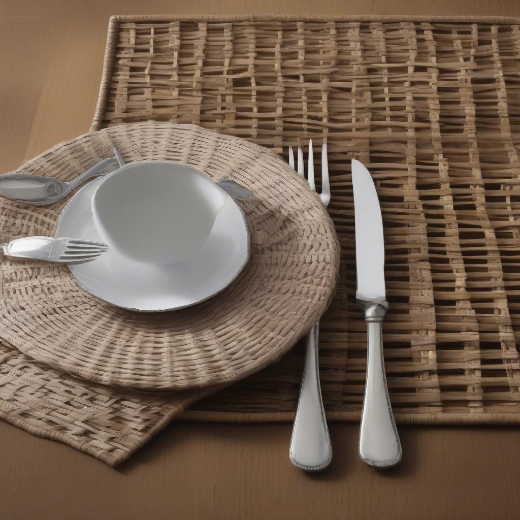 Vintage Basket Weave Placemats on a Dining Table