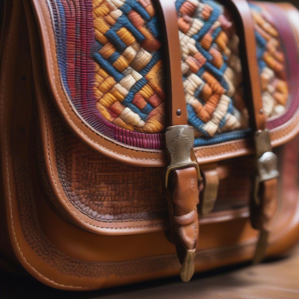 Vintage Brazilian Saddle Bag with Intricate Leather Details