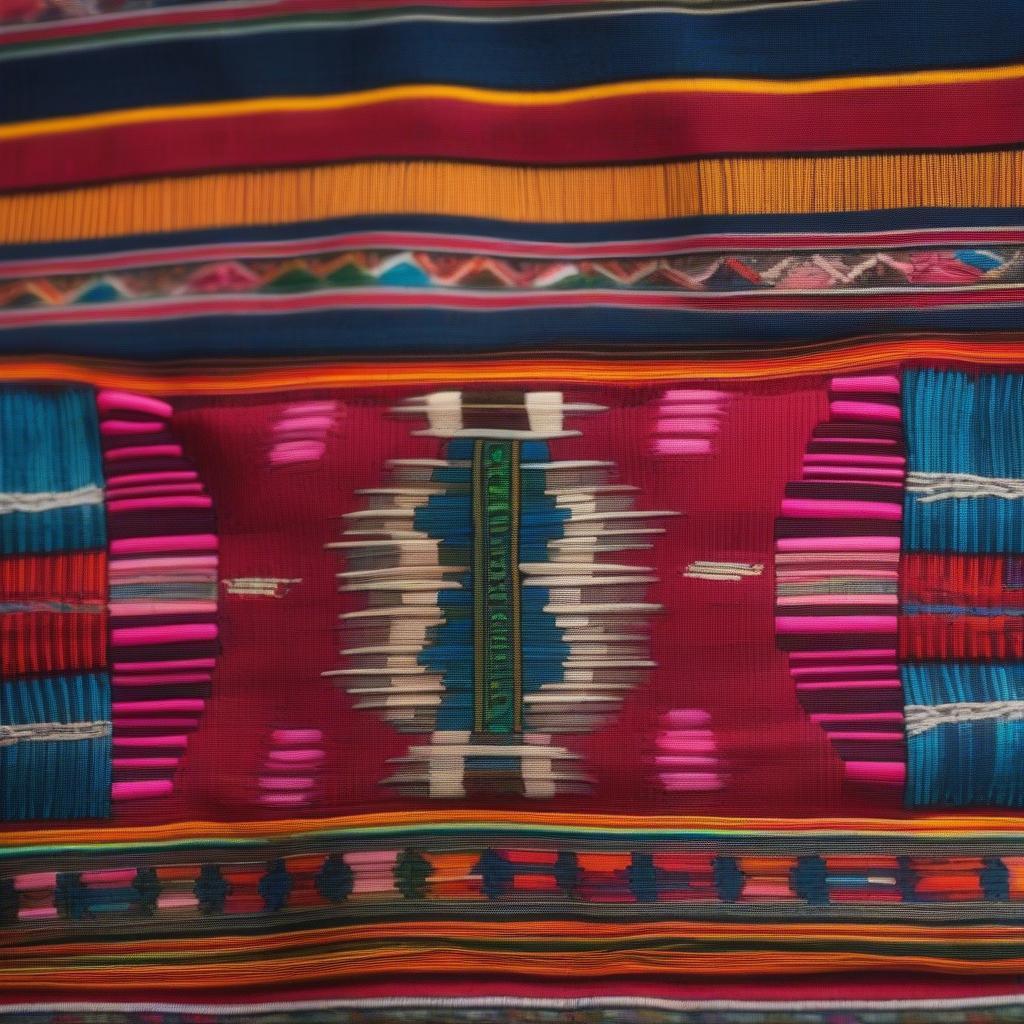 A Close-up of a Vintage Peruvian Coca Bag Showcasing Intricate Aymara Textile Weaving