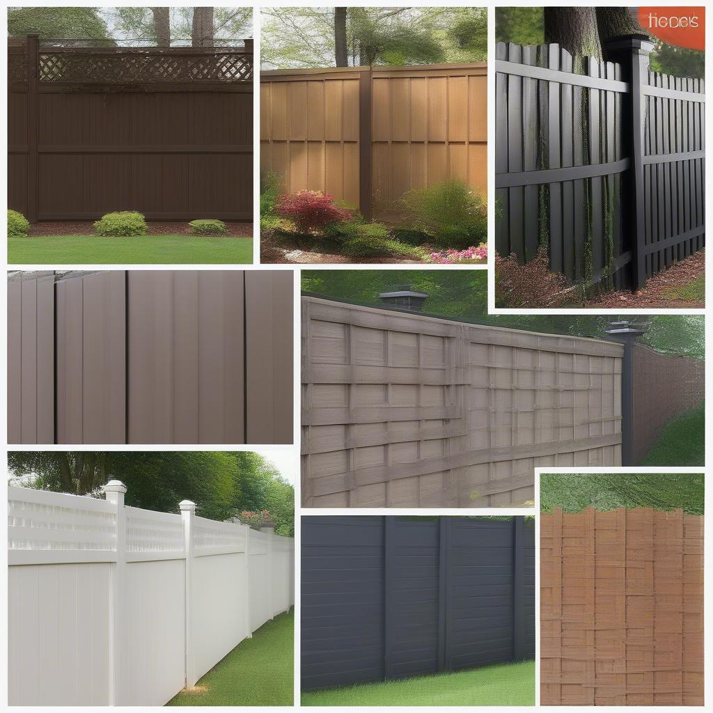 Different styles of vinyl basket weave fences, including privacy, semi-privacy and decorative options, showcasing the variety available.