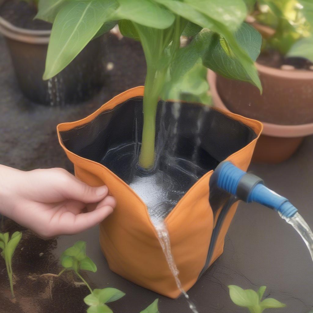 Proper watering techniques for non-woven planter bags ensure healthy plant growth.