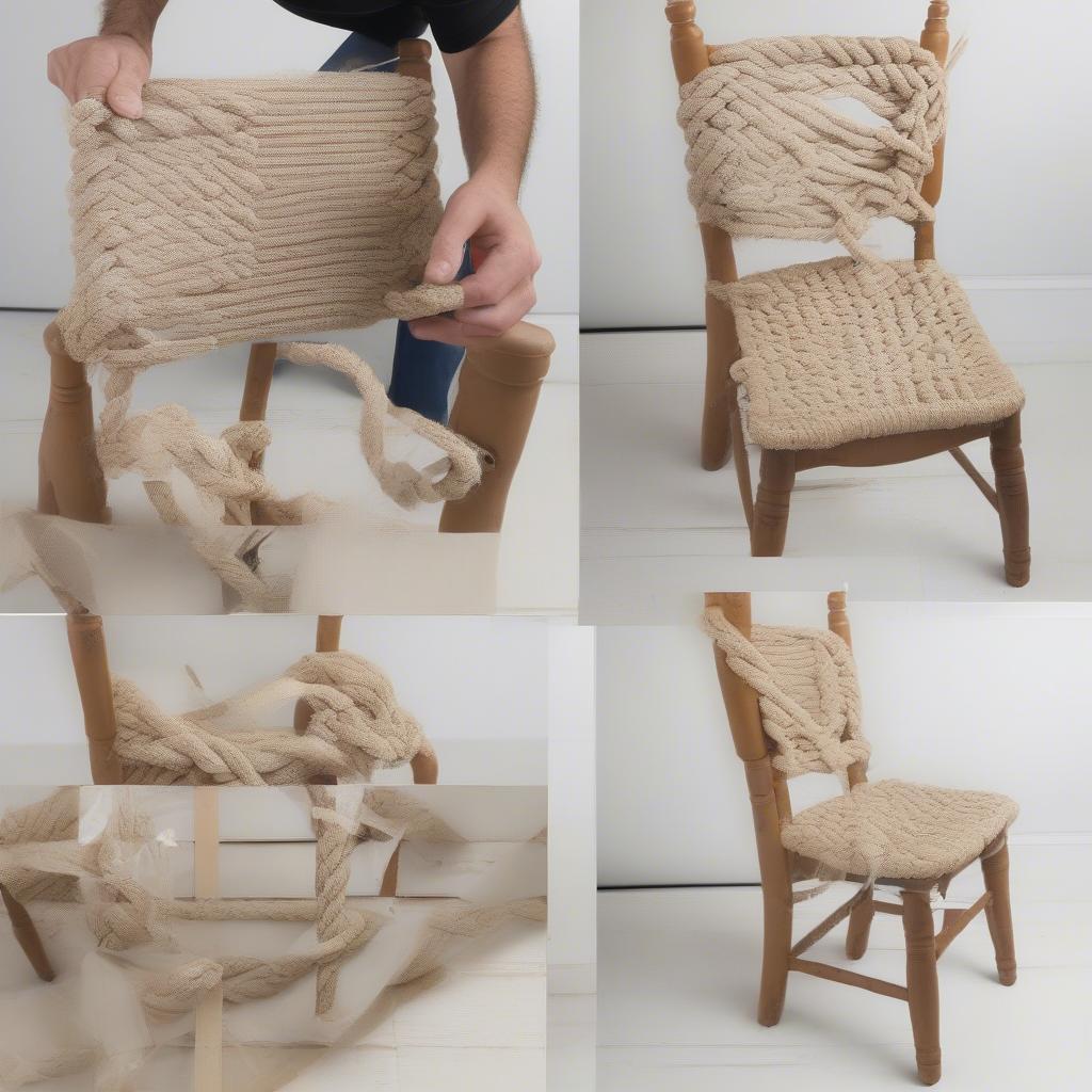 Repairing a Weave Rope Chair with Rope from Walmart