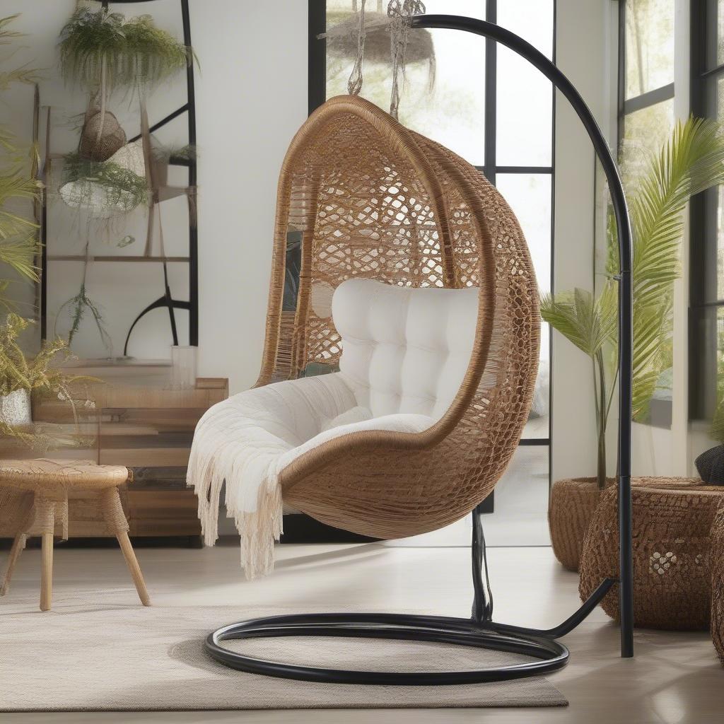 Different types of weave swing chairs showcase materials and designs.