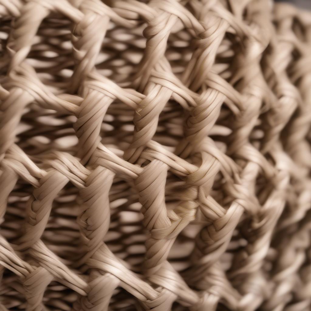 Close-up of a weave and wobble basket showing the intricate weaving details