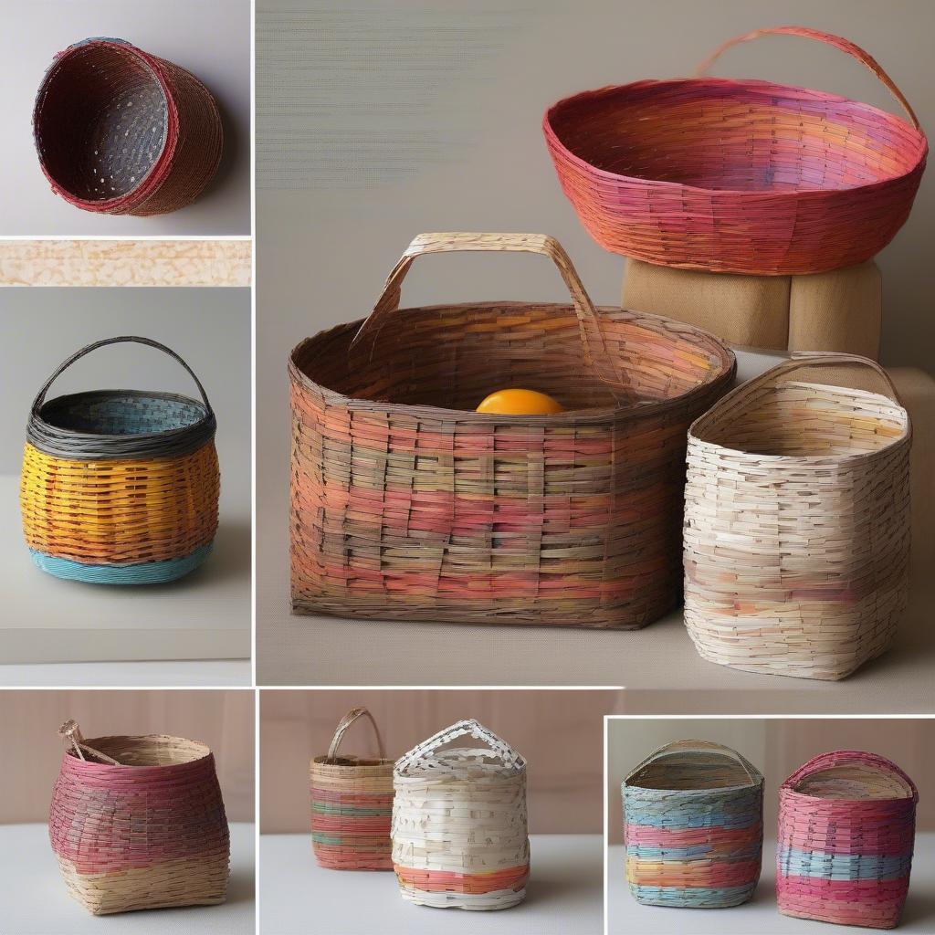 Various Styles of Weaved Paper Baskets