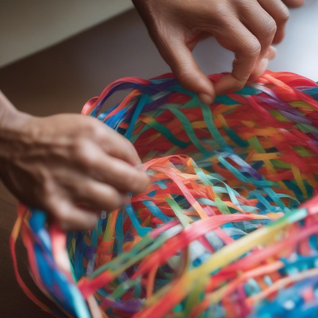 Weaving a Basket from Plastic Bags