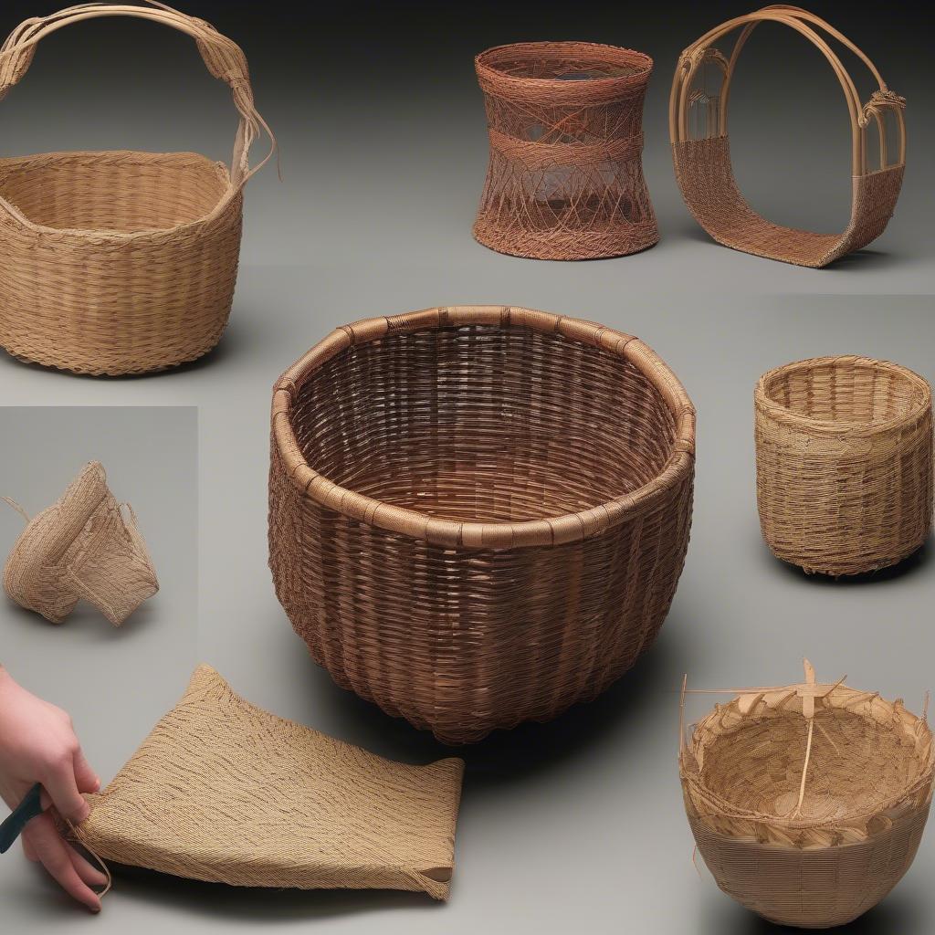 Weaving basket sides using different techniques