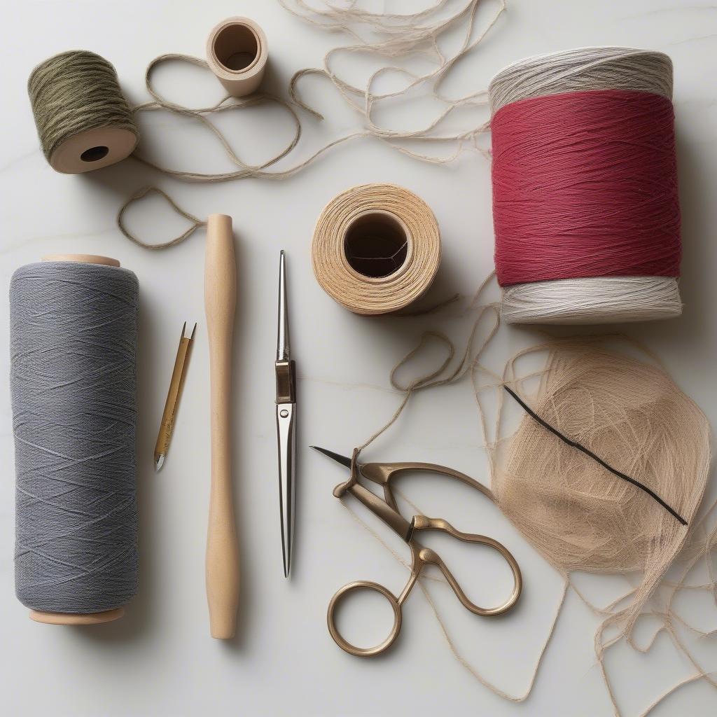 Preparing Materials for Weaving a Chair with Recycled Fabric Twine