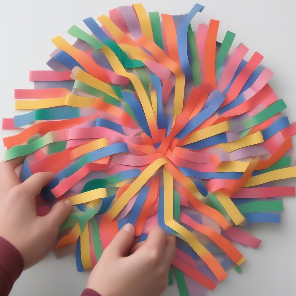 Weaving a Colorful Construction Paper Basket