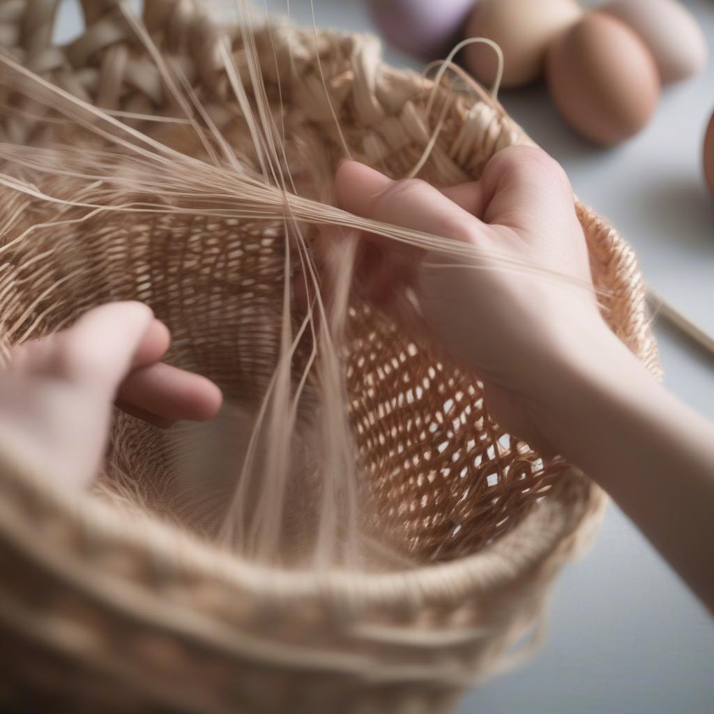 Weaving the Base of an Easter Basket