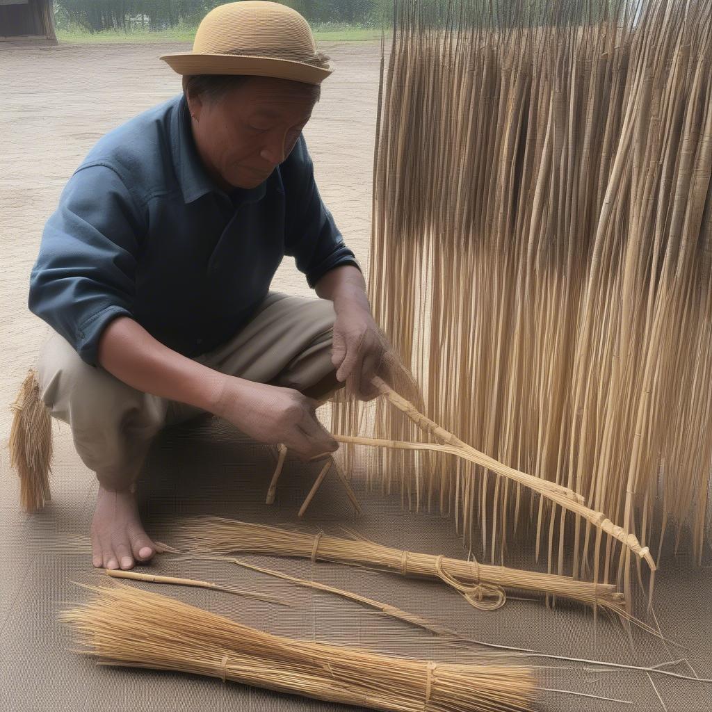 Preparing Horse Reeds for Basket Weaving