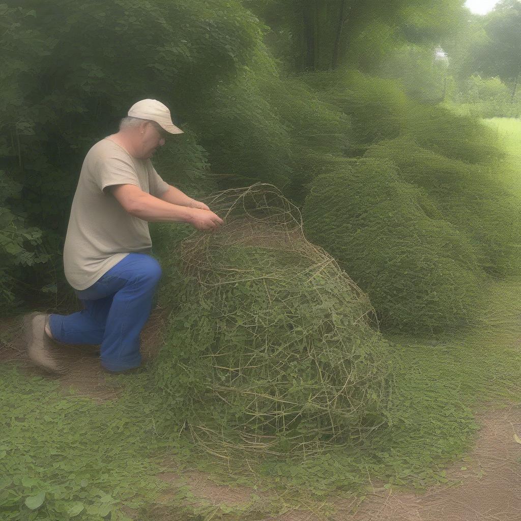 Preparing Kudzu Vines for Basket Weaving