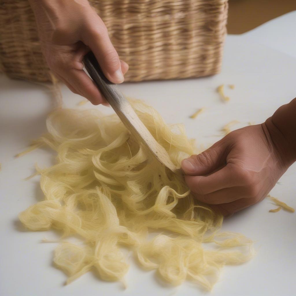 Preparing Loopha Peel for Basket Weaving