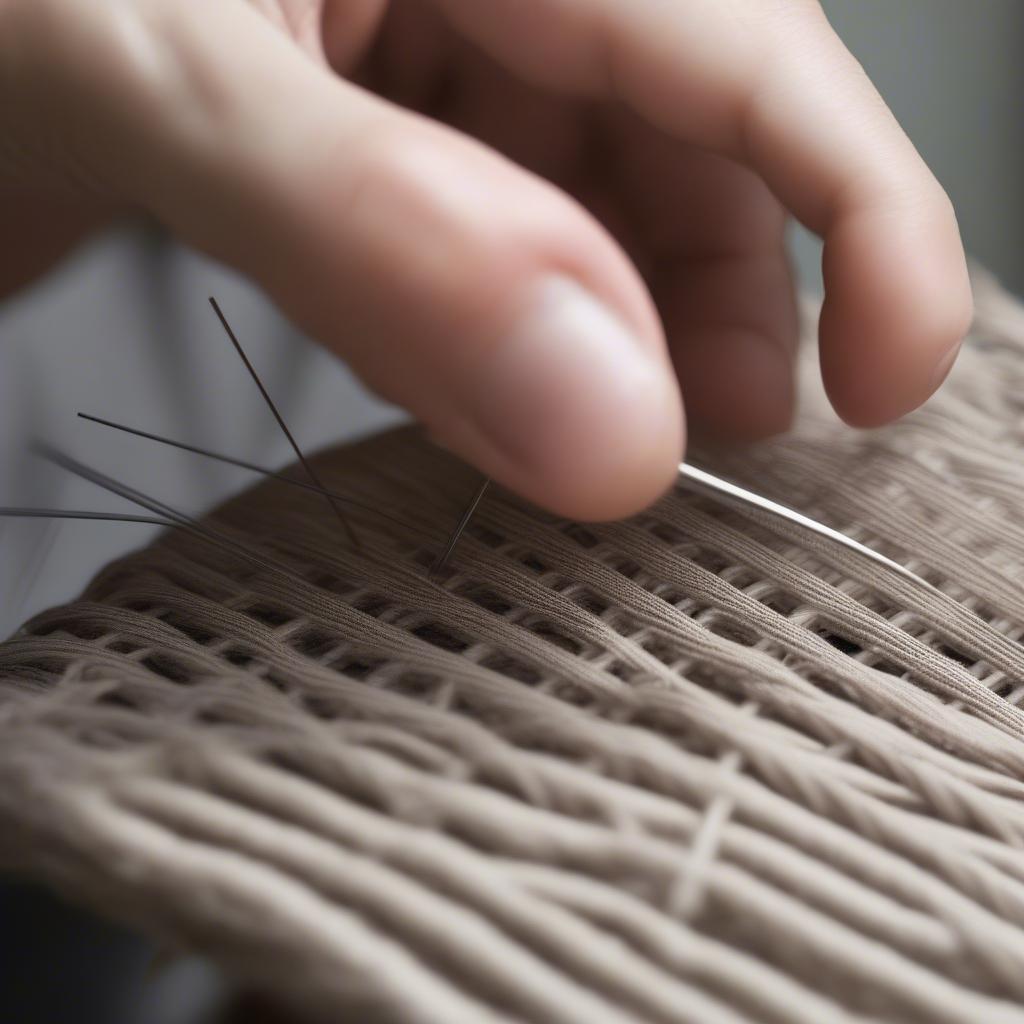 Weaving New Material onto a Patio Chair Frame