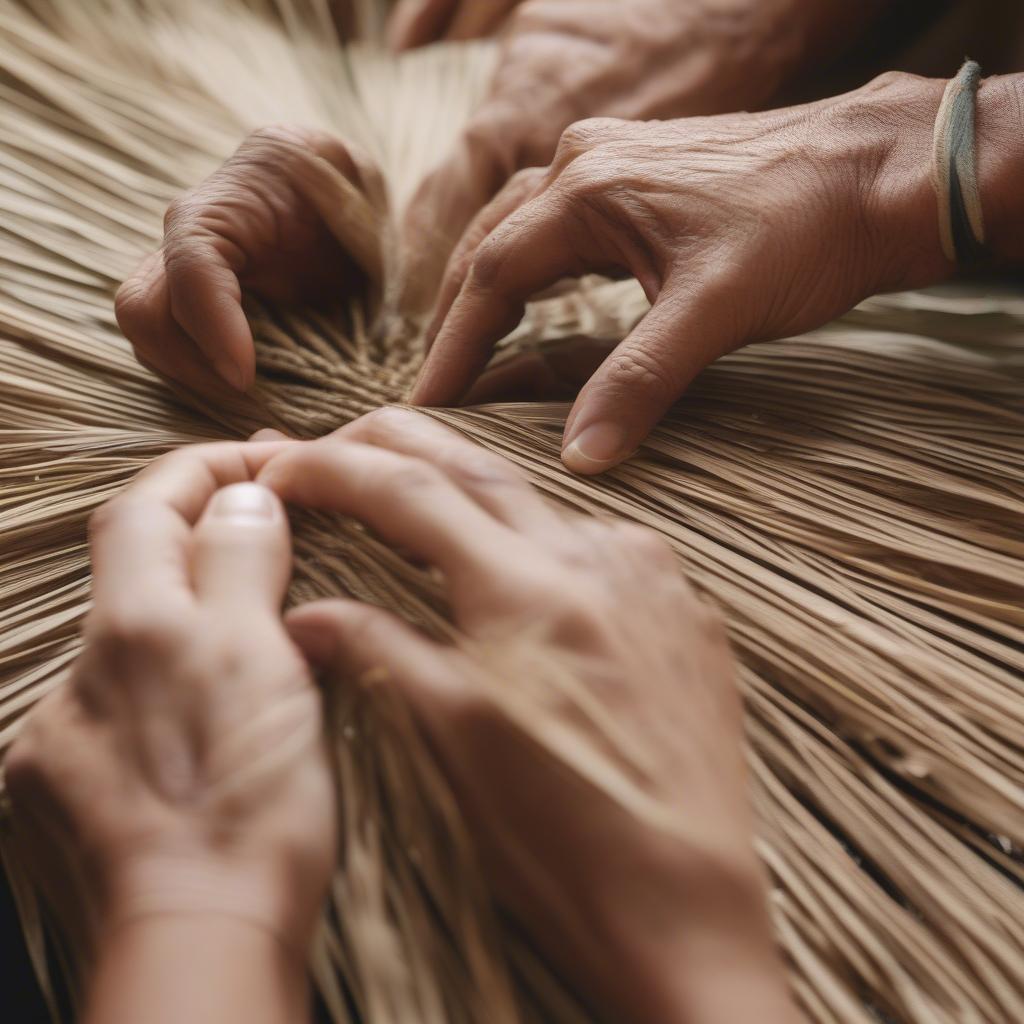 Weaving Palm Leaves for a Hat