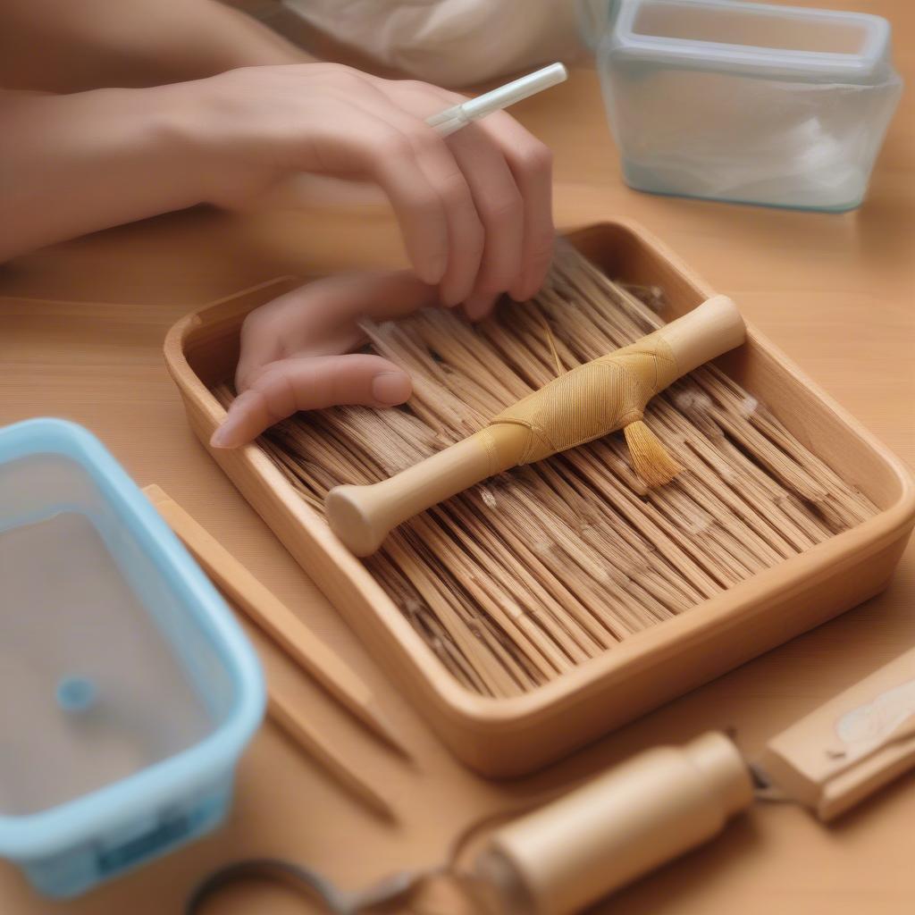 Preparing Rattan for Weaving