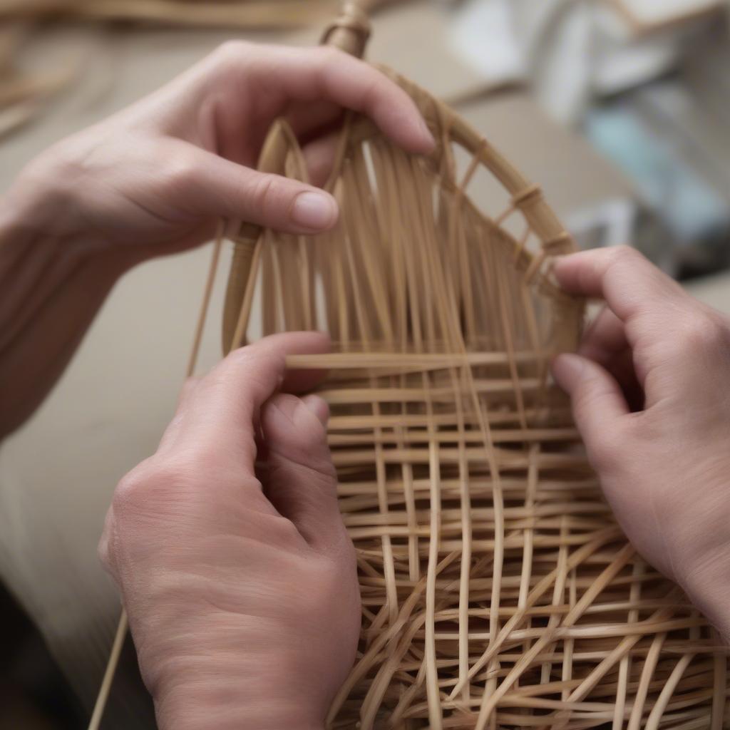 Weaving a Reed Heart Basket