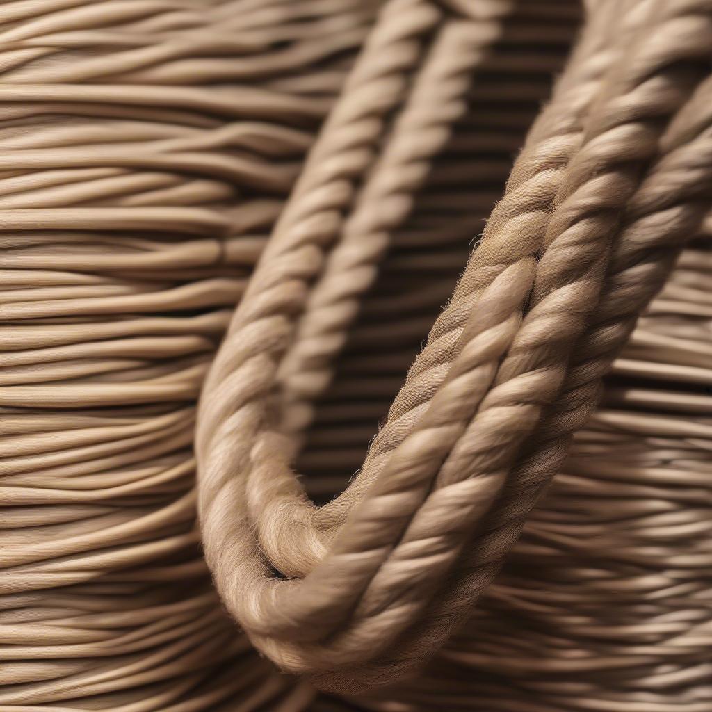 Weaving a Rope Handle onto a Rattan Bag