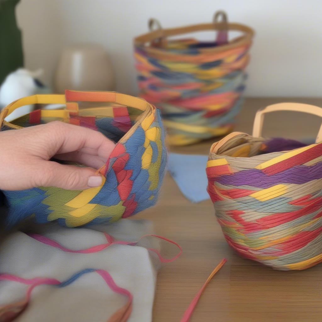 Weaving the Sides of a Construction Paper Basket