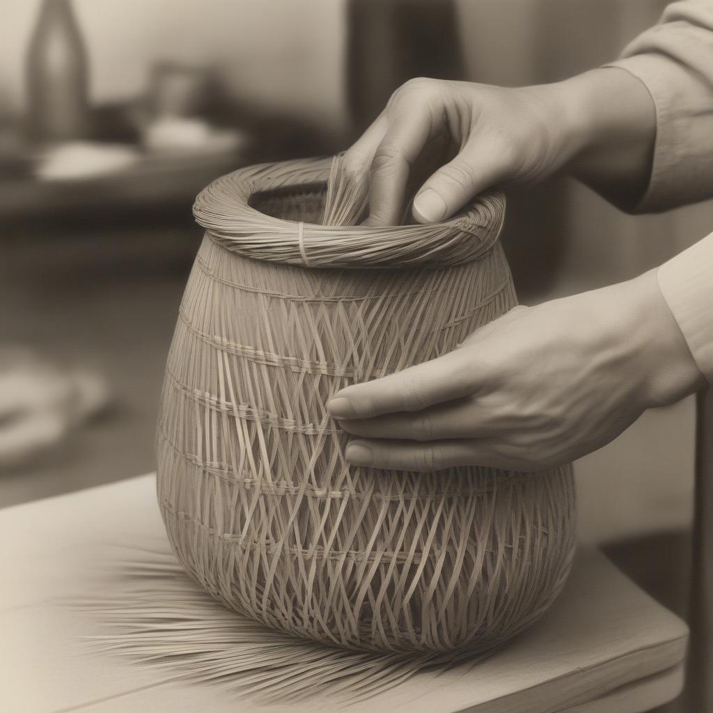 Weaving Upwards on a Jug Basket