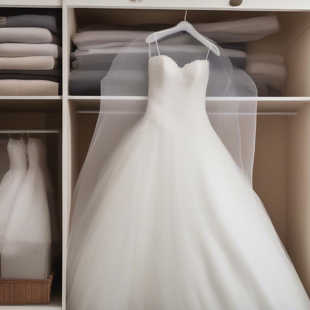 Wedding Dress Stored in a Non-Woven Garment Bag