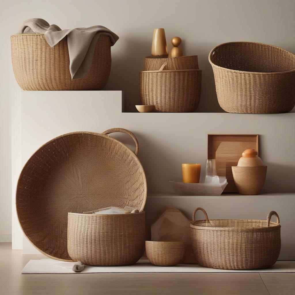 West Elm Modern Weave Harvest Baskets in various sizes and shapes