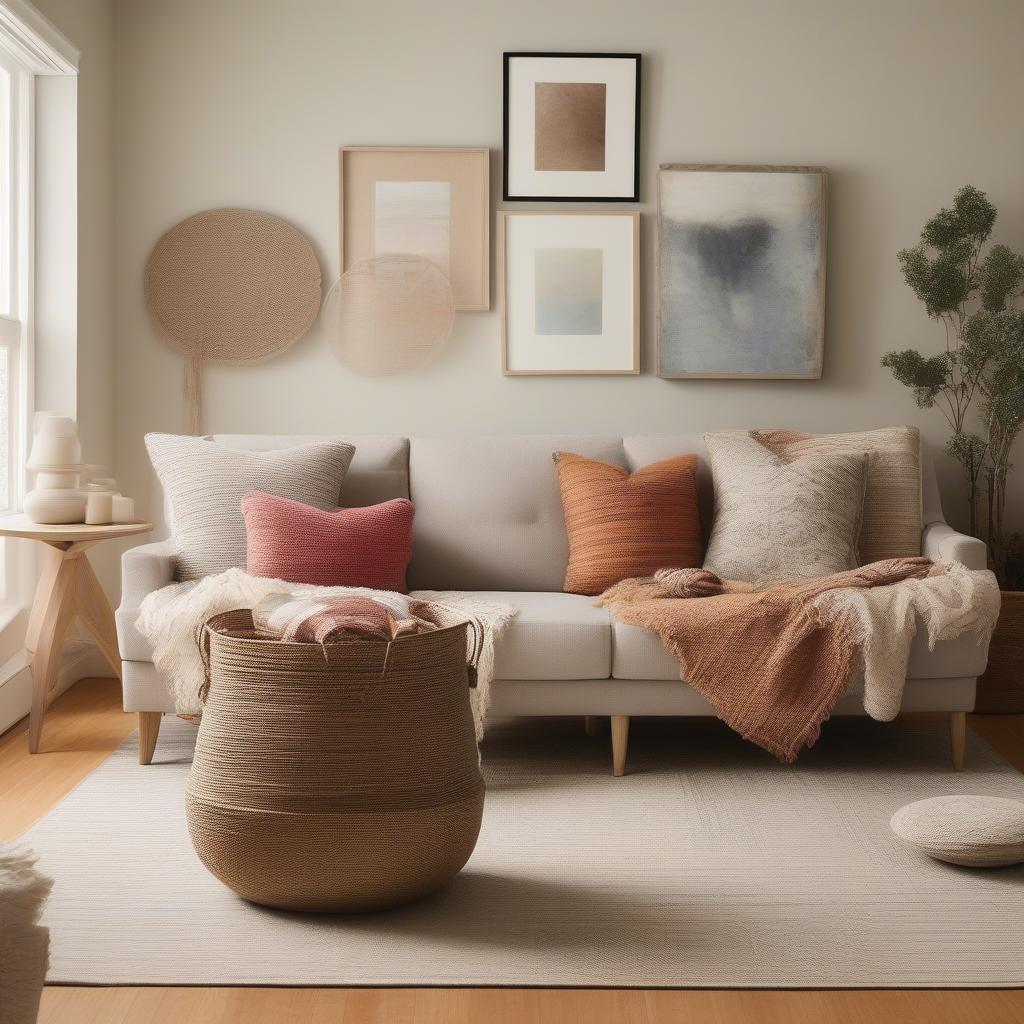 West Elm Weave Basket in Living Room Setting