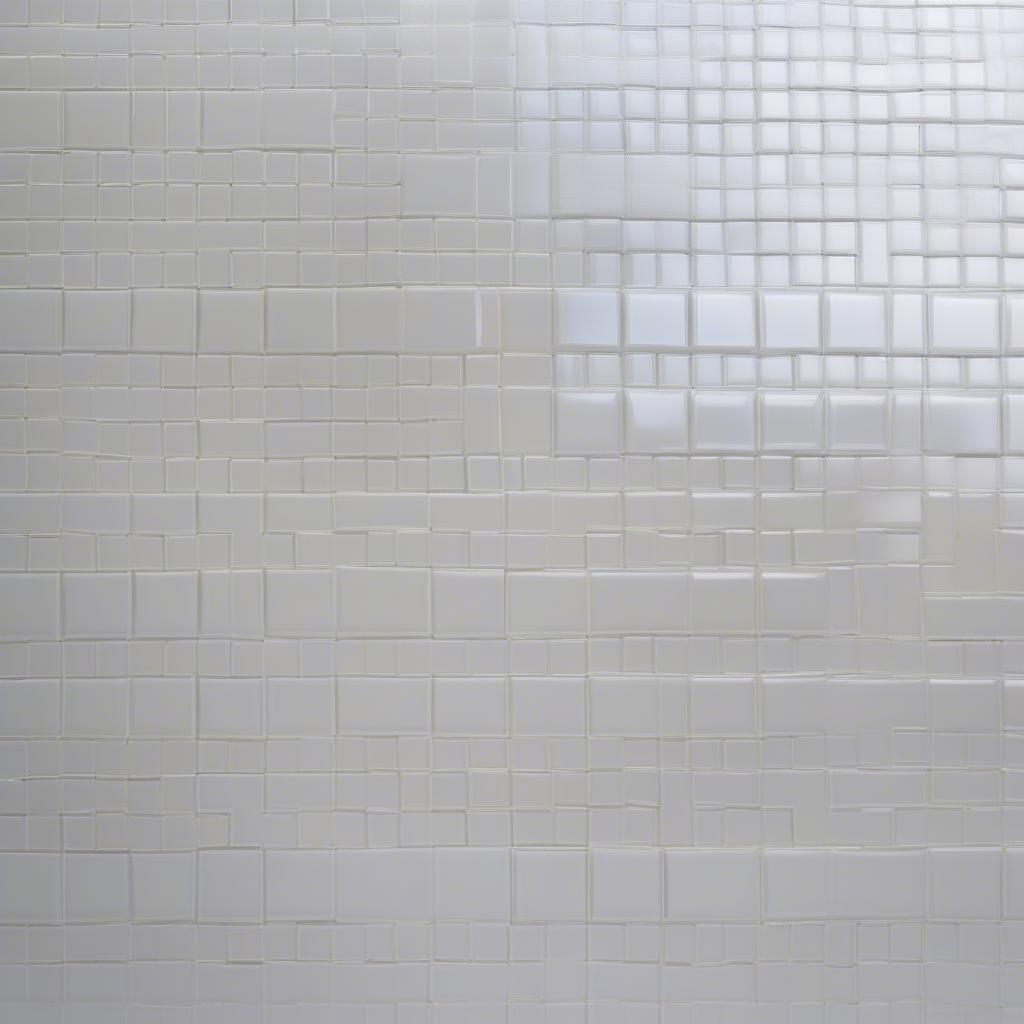 Close-up of White Iridescent Basket Weave Tile