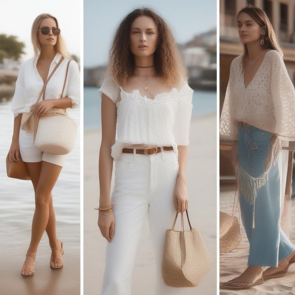 Outfit Ideas with White Weave Bags