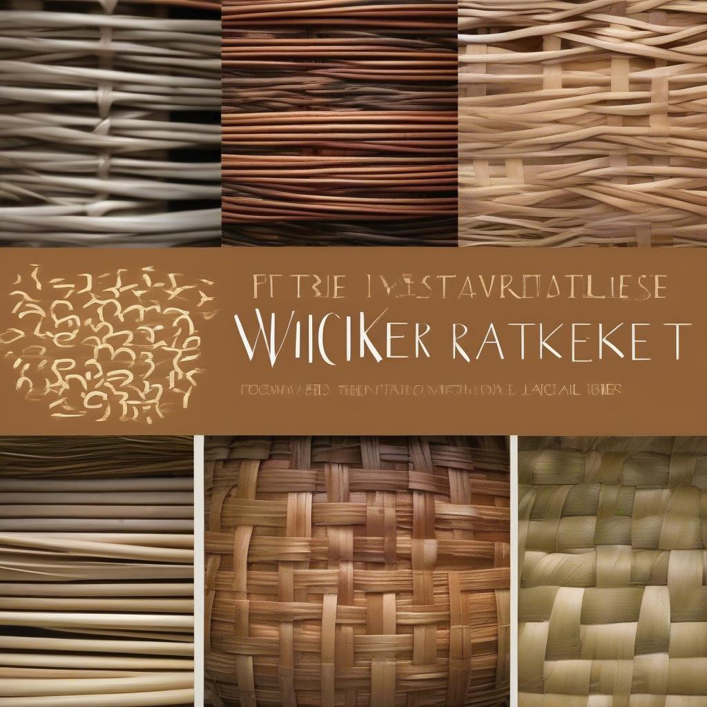 Different types of wicker and rattan materials suitable for basket weaving.