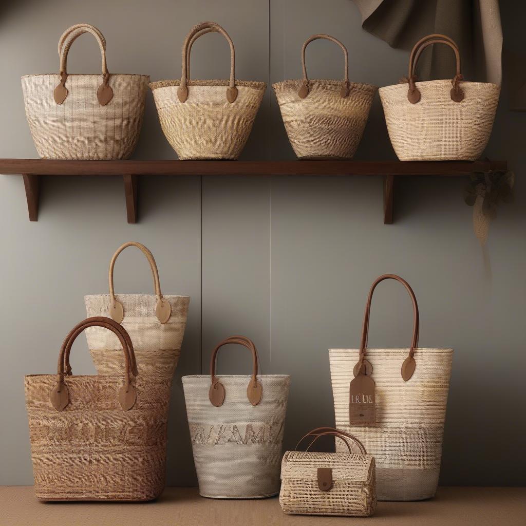 Wicker and Rattan Woven Bags Display