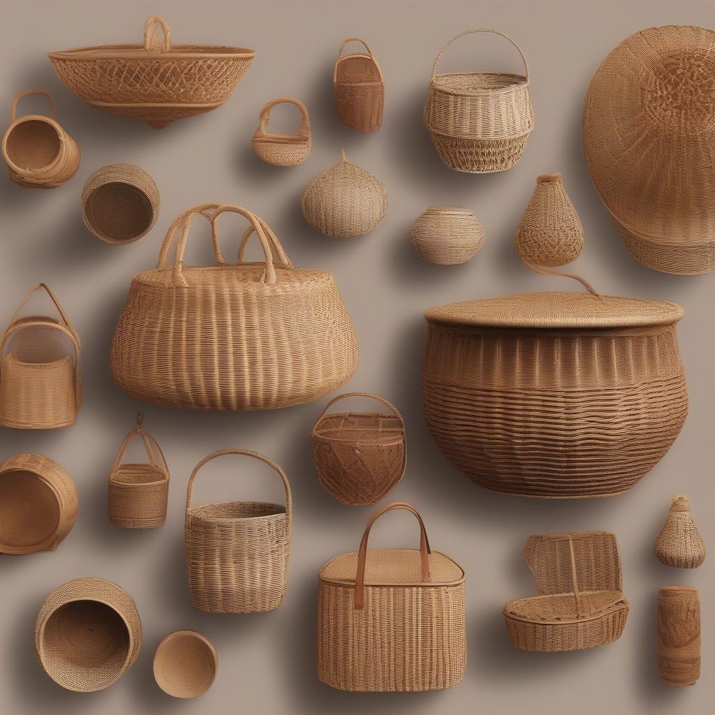 Variety of Wicker and Rattan Baskets