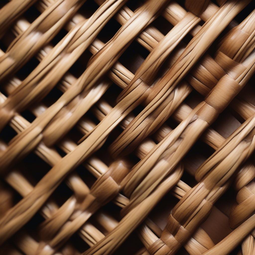 Close-up of wicker and rattan basket weave detail