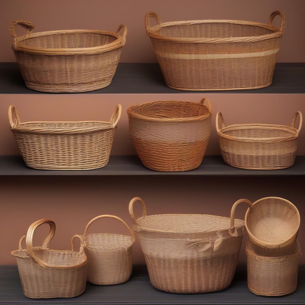 Examples of beautiful and intricate wicker and rattan basketry.