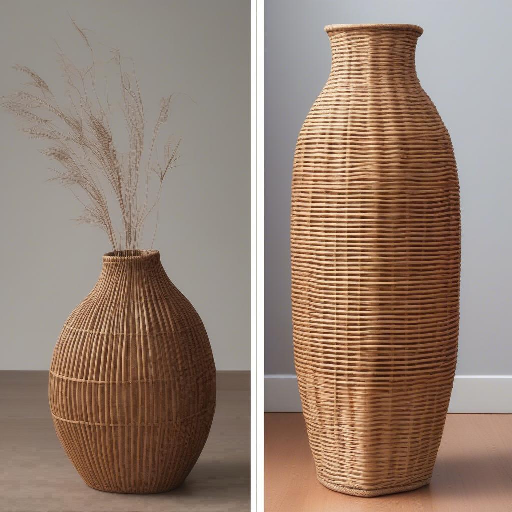 Comparing Wicker and Rattan Floor Vases