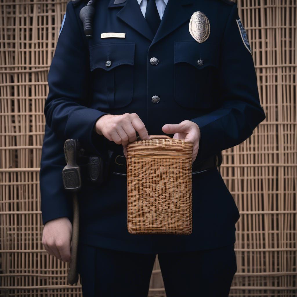 Wicker and Rattan Phone Case with Police Uniform