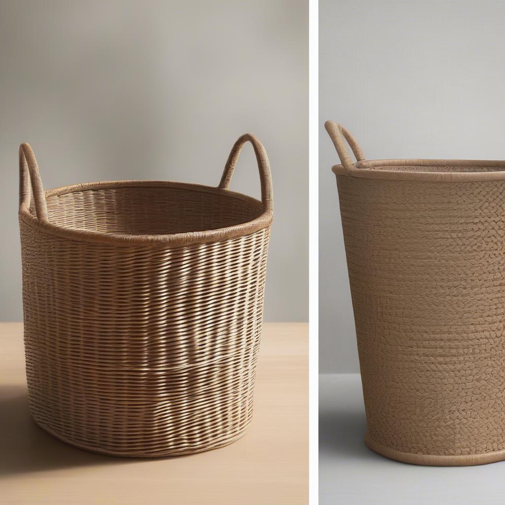 Comparing wicker and rattan trash baskets