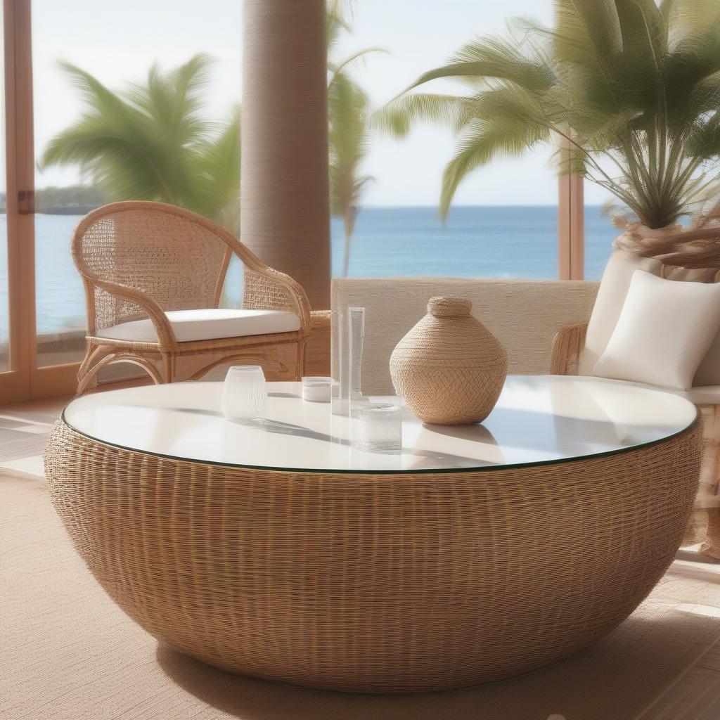 Comparing Wicker and Rattan Tables in a Tropical Setting