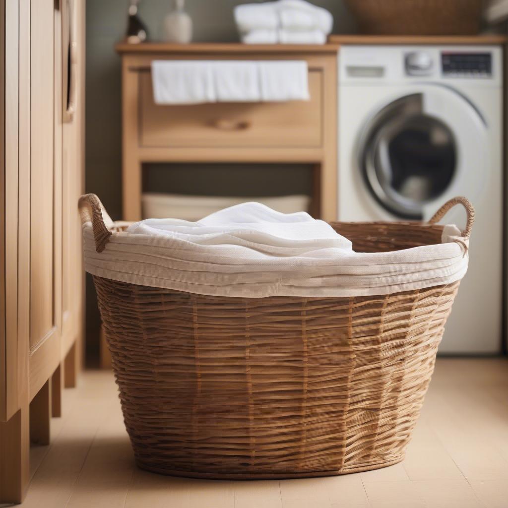 Wicker Weave Laundry Basket